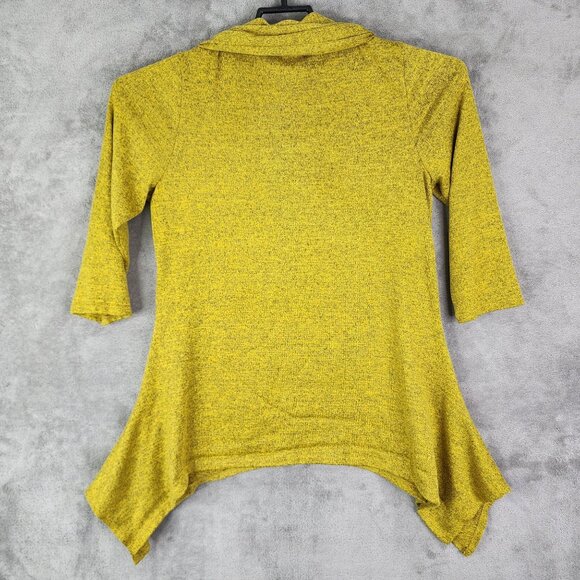 Women's Coco Bianco Yellow Asymmetrical Hem Tunic Top Cowl Neck Stretch Size L - Picture 7 of 10
